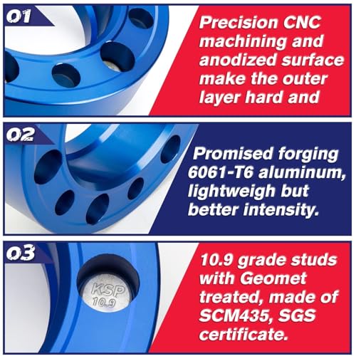 KSP PERFORMANCE KSP 5X150 Spacers Compatible with to-yo-ta Tundra 2007-2021/Sequoia 2008-2021/Land Cruiser 2009-2016, 1.25inch 5 Lug Wheel Spacers for Lexus LX570 2008-2016 with M14x1.5 Studs 110mm Hub Bore, 4 pcs - Image 4