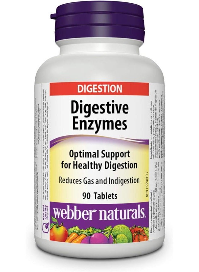 Webber naturals Digestive Enzymes for Proteins and Carbohydrates, 90 Tablets - Image 1