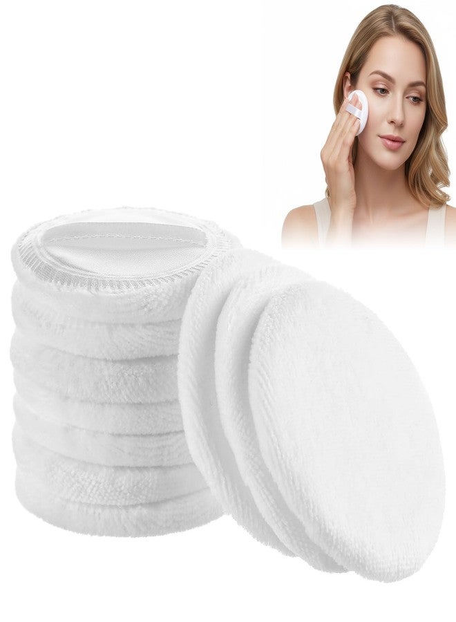 ADLABLD 10 Pcs 100% Cotton Puff, Makeup Puff for Face, 2.36 inch Cosmetic Puffs Pads with Ribbon for Loose and Foundation(White) - Image 1