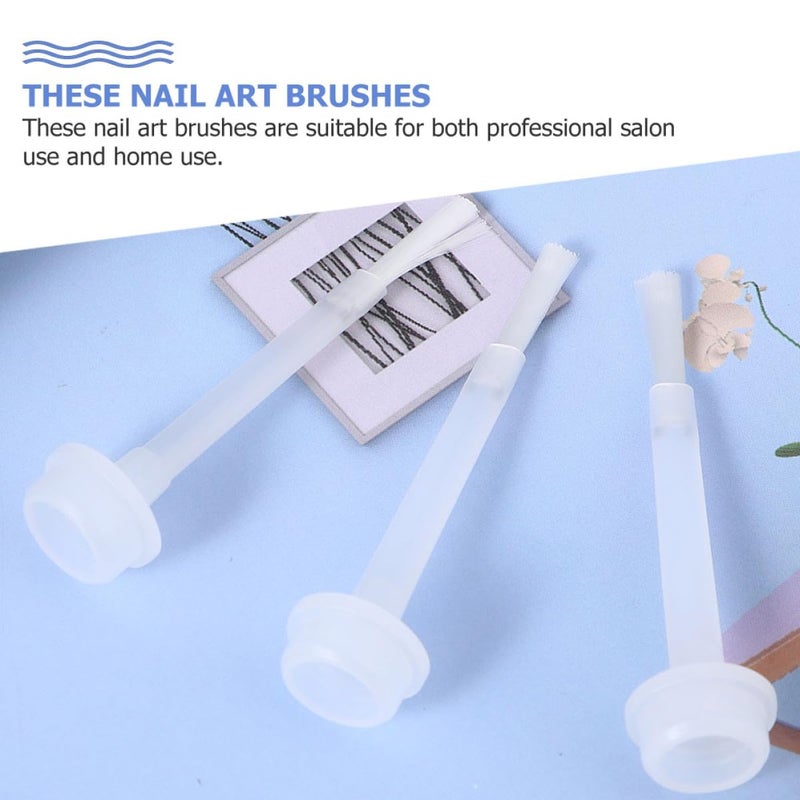 50Pcs White Soft Bristles Flat Head Nail Polish Replacement Brush for Manicure Nail Art Supplies - Image 5