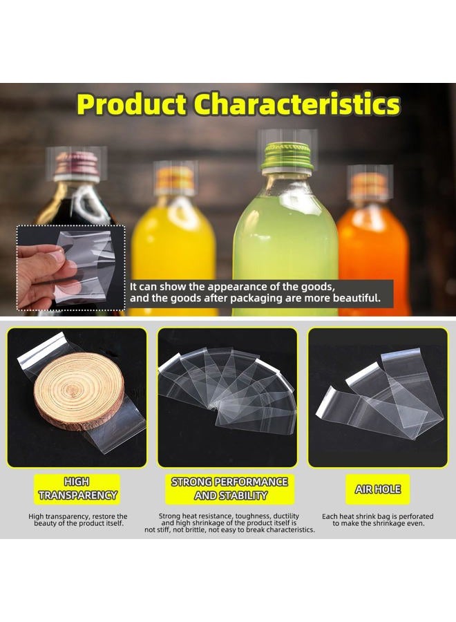 Mardatt 1200Pcs 6 Sizes PVC Heat Shrink Wrap Bands, Clear Heat Shrink Wrap Film Bottle Shrink Bands Perforated Shrink Seal Bands for Essential Oil Bottle Jars - Image 4