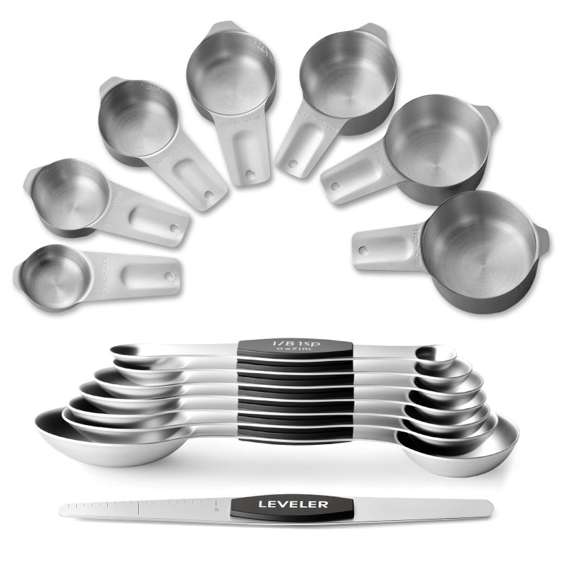 EWFEN 15-Piece Measuring Cups & Spoons Set (Black) - Image 1
