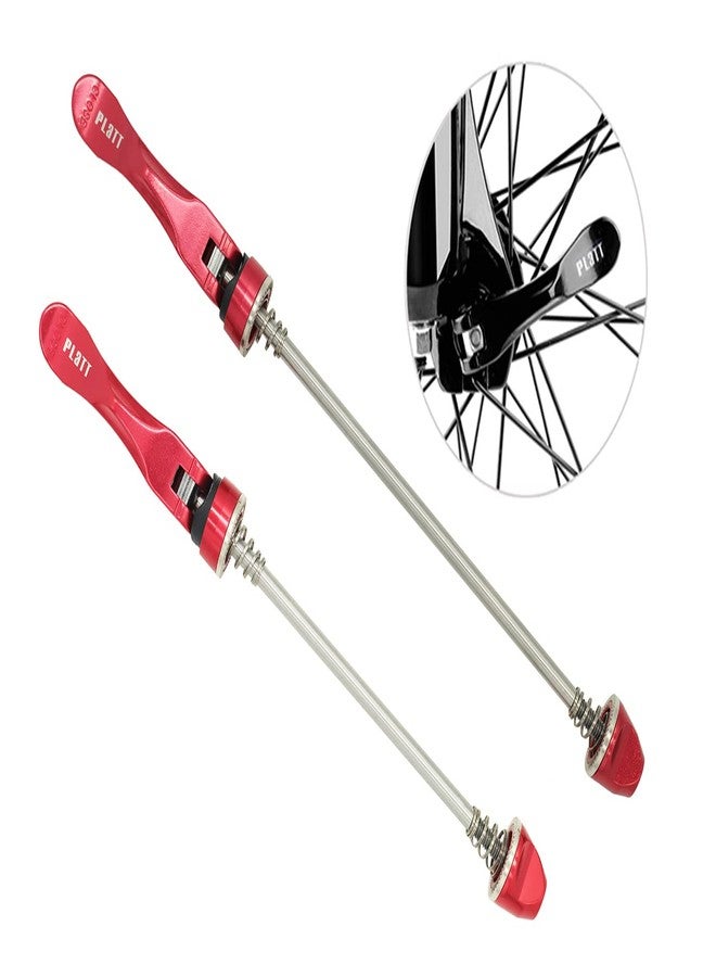 PLATT Bike Quick Release Skewers MTB Wheel Hub Skewers Front and Rear Axle Fit for Road Bike,Mountain Bike, BMX (Red,1Pair) - Image 1