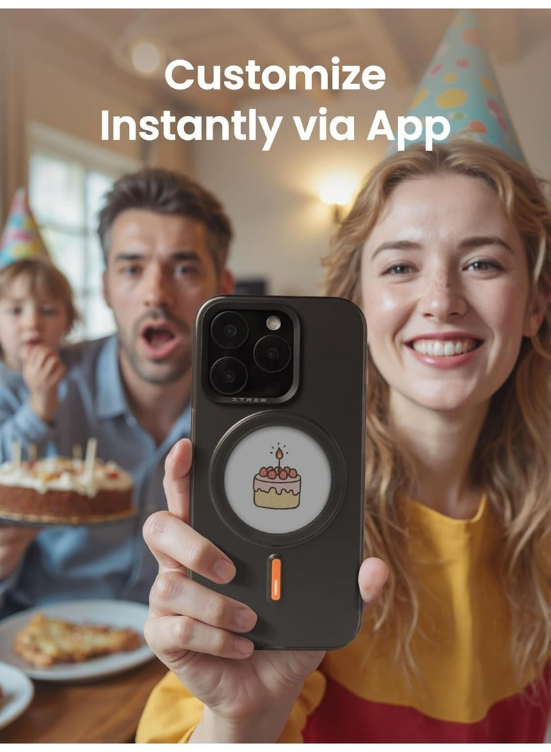 Xtrem iPhone 17 Pro Max Magnetic NFC E-Ink Display Case – MagSafe Compatible Customizable Screen Cover with Wireless Charging Support – Unique Smart Back Cover | Oeli Xtrem - Black - Image 4