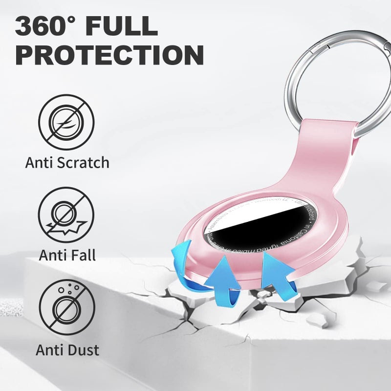 Linsaner Case for AirTag 2nd Gen (2026) & 1st Gen, Silicone Holder Keychain Key Ring, Protective Cover for Air Tags, GPS Finder Accessories for Bags, Pets, Kids, Luggage,Pink/Hot Pink/Light Purple/Red - Image 2