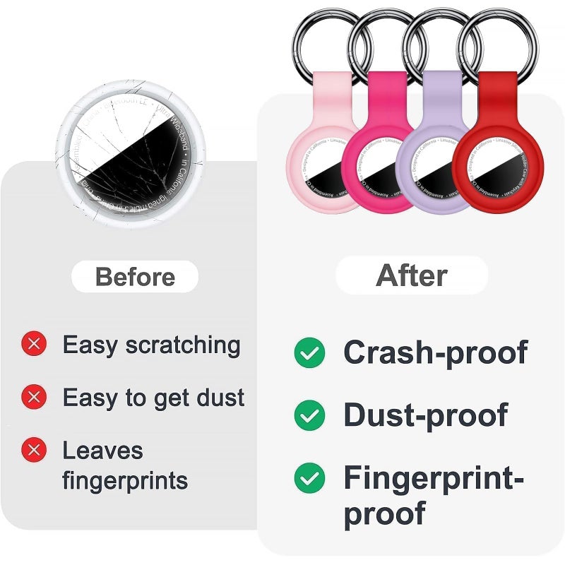 Linsaner Case for AirTag 2nd Gen (2026) & 1st Gen, Silicone Holder Keychain Key Ring, Protective Cover for Air Tags, GPS Finder Accessories for Bags, Pets, Kids, Luggage,Pink/Hot Pink/Light Purple/Red - Image 5