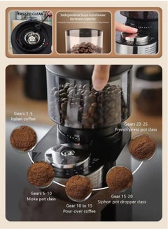 ELFSA Adjustable Coffee Grinder Electric, Super Silent Electric Coffee Bean Grinder Adjustment and Multi-Functional Stainless Steel for Spices, Herbs, and Nuts Grinding  - Image 3