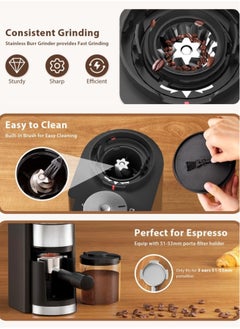 ELFSA Adjustable Coffee Grinder Electric, Super Silent Electric Coffee Bean Grinder Adjustment and Multi-Functional Stainless Steel for Spices, Herbs, and Nuts Grinding  - Image 4