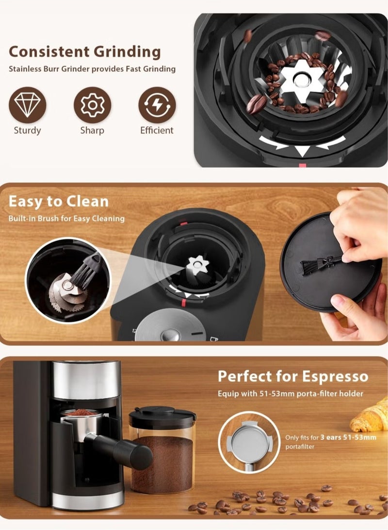 ELFSA Adjustable Coffee Grinder Electric, Super Silent Electric Coffee Bean Grinder Adjustment and Multi-Functional Stainless Steel for Spices, Herbs, and Nuts Grinding - Image 4
