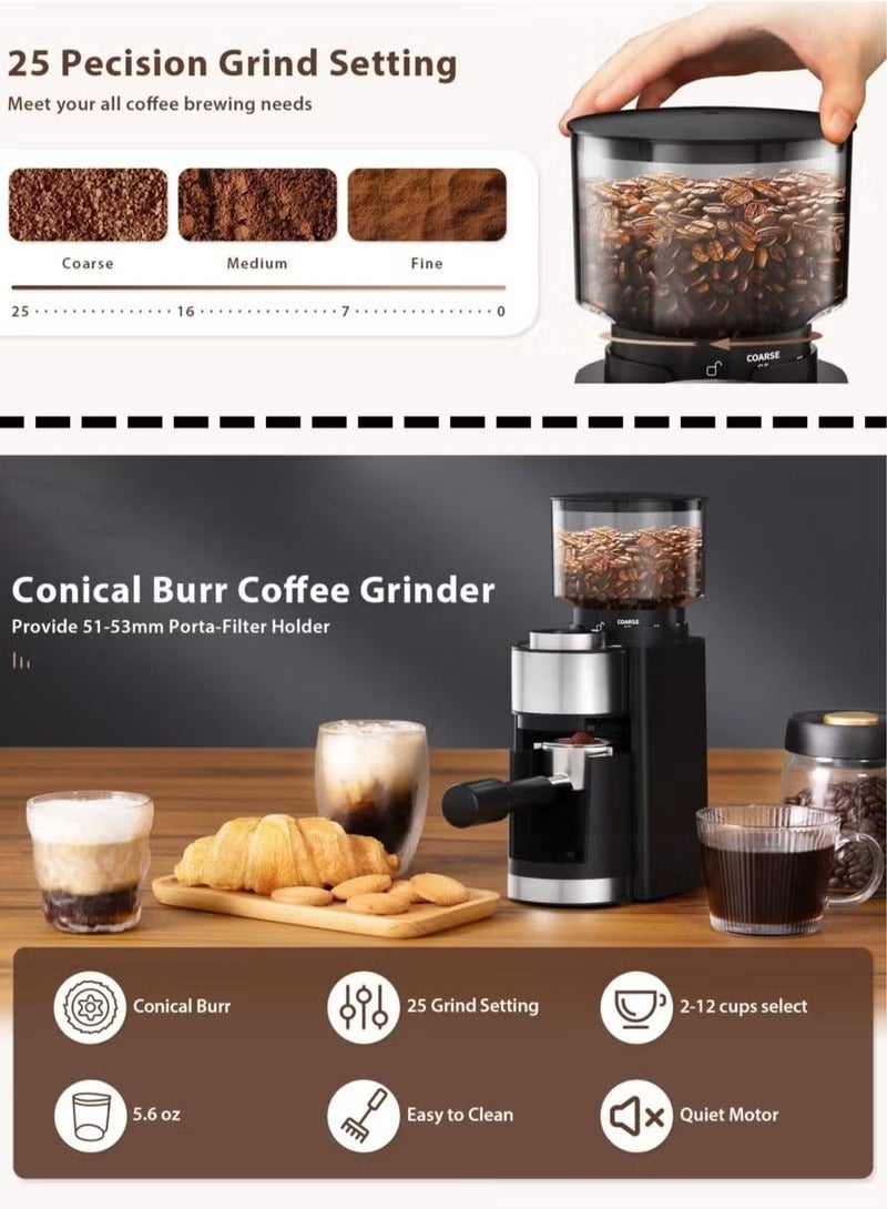ELFSA Adjustable Coffee Grinder Electric, Super Silent Electric Coffee Bean Grinder Adjustment and Multi-Functional Stainless Steel for Spices, Herbs, and Nuts Grinding - Image 2