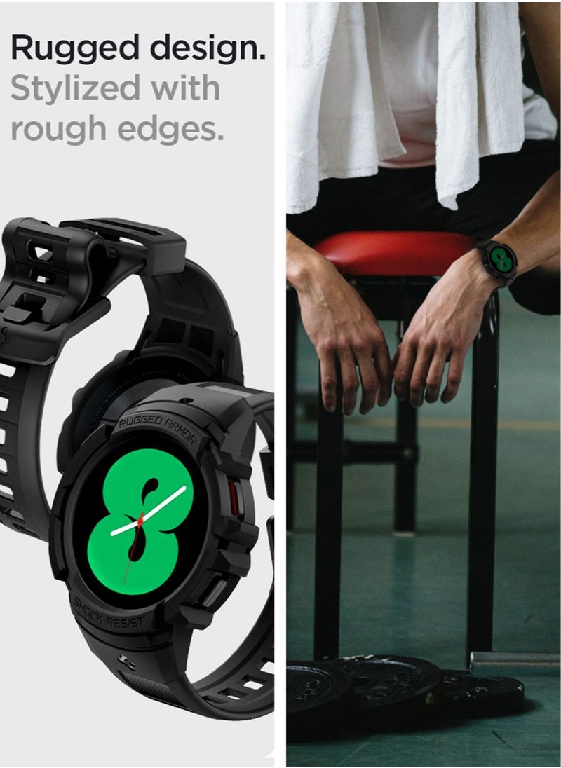 Spigen - Rugged Armor Pro Case Cover For Samsung Galaxy Watch 5 With Band 40mm (2022) - Black - Image 1