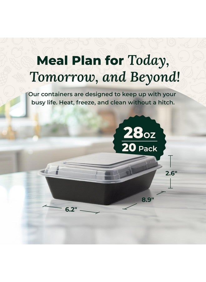 Enther Meal Prep Containers 20 pack 1 Compartment with Lids, Food Storage Bento BPA Free | Stackable | Reusable Lunch Boxes, Microwave/Dishwasher, Freezer Safe,Portion Control (28 oz) - Image 3