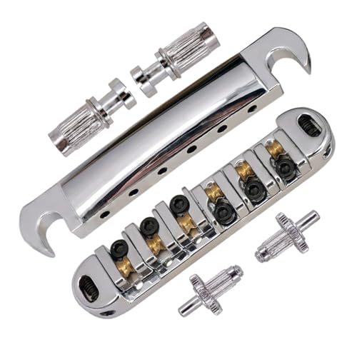 JD.Moon Abr-1 Style Tune-o-matic Bridge Tailpiece Roller Saddle Bridge for Gibson Les Paul Gear Replacement (Chrome) - Image 1