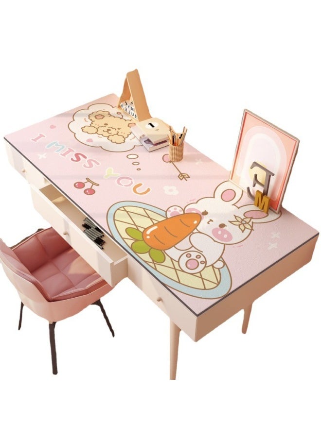 Generic - Table Mat Ins Student Desk Mat Writing Desk Mat Cartoon Girl Dormitory Study Table Mat Office Computer Table Mat-Color:70*120cm-Pattern:Small White Milk Tea - Image 1