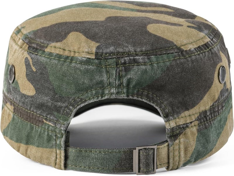 VOBOOM قبعات عسكرية كاديت قطن مغسول بتصميم فريد قبعة مسطحة عتيقة - Image 4