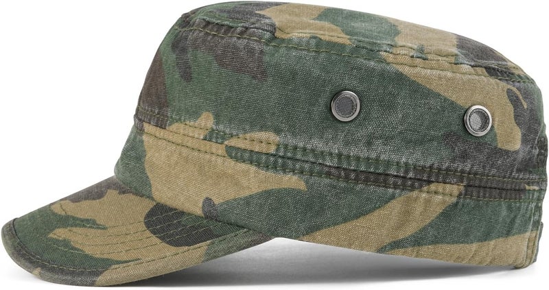 VOBOOM قبعات عسكرية كاديت قطن مغسول بتصميم فريد قبعة مسطحة عتيقة - Image 2