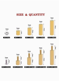SYOSI M3 Pcb Hex Male Female Threaded Brass Standoffs, Copper Brass Pillars Standoff Circuit Spacer PCB Board Nut Screws Hex Round Single Cylinder Head with Box, Standoff Screws 120pcs  - Image 2