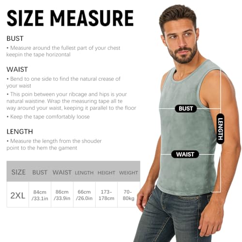 GUSTAVE® Men's Thermal Underwear Tank Top Thick Fleece Lined Base Layer Shirts Winter Underwear Vest Outdoor Tops Cami Cold Weather Ultra-Warm, 2XL, Grey - Image 3