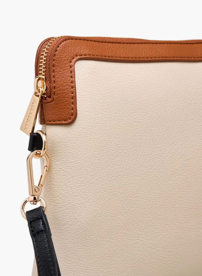 Flora Bella By Shoexpress BEIGE Contrast Trim Clutch with Zip Closure for Women | Best Price UAE