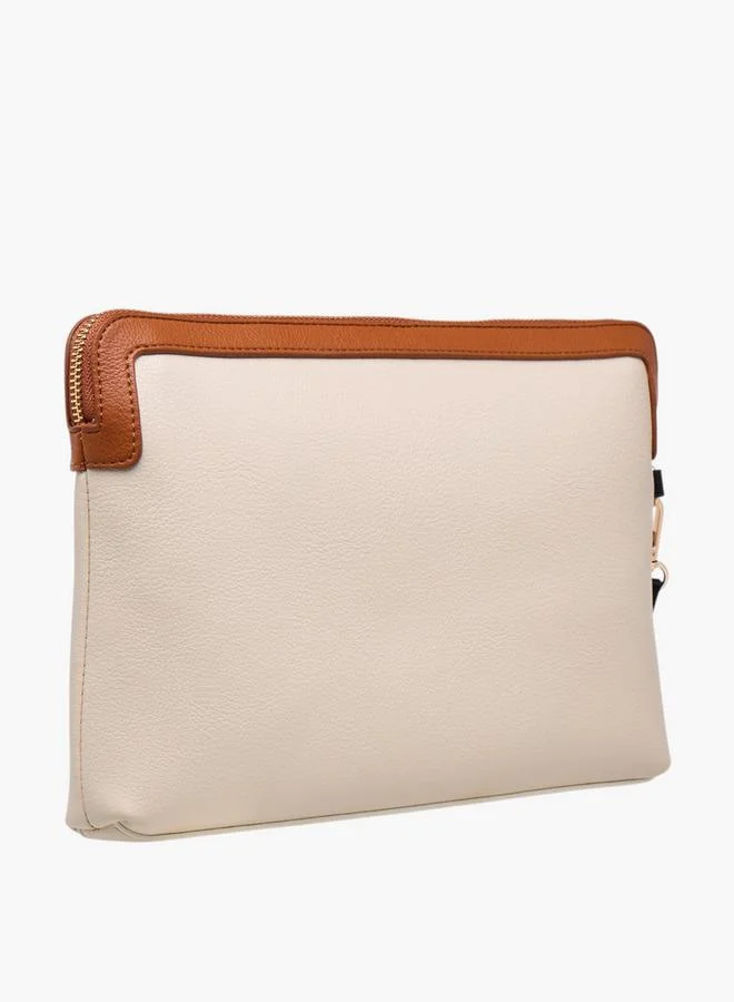 Flora Bella By Shoexpress Contrast Trim Clutch with Zip Closure