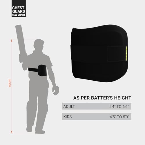 moonwalkr Chest Guard Cricket for Batter’s Height (5’4”- 6’6”) Protective Gear Chest Protector Cricket Accessories with Ballistic-Proof Composite Shell & 3-inch Adjustable Strap for Adult Size Black - Image 3