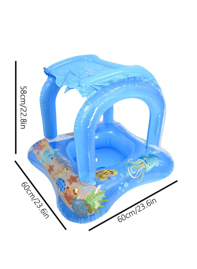New Inflatable Seat With Canopy Kids' Seat Infant Swimming Ring Sun Protection Water Toy