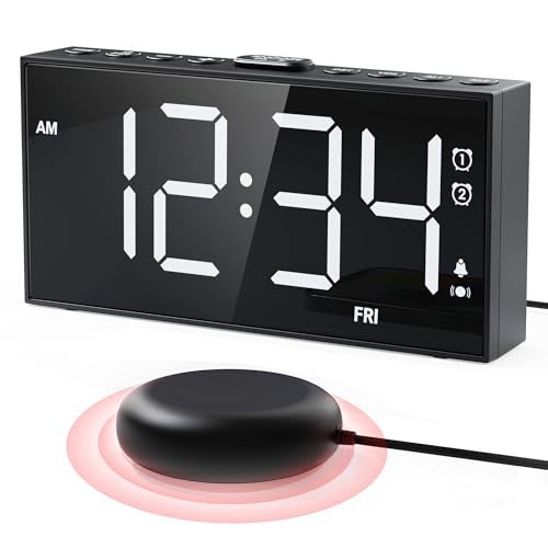PPLEE Loud Alarm Clock for Heavy Sleepers,Dual Vibrating Alarm Clock with 3-level Vibration for Hearing-impaired Deaf,Weekday/Everyday Mode,5 Dimmer,5 Volume,Large Numbers,USB Charger,Power-off Memory - Image 1