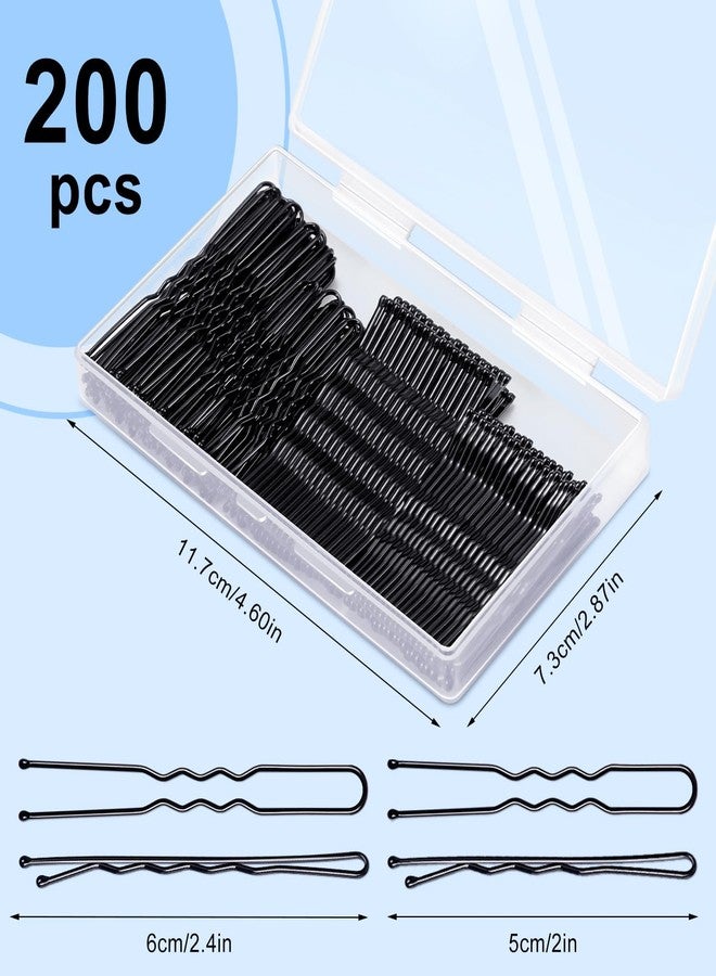 TsMADDTs Bobby Hair Pins Kit, 200PCS U Shaped Bobby Pins Black for Women, Ballet Buns with Box, 2.4IN and 2IN - Image 2