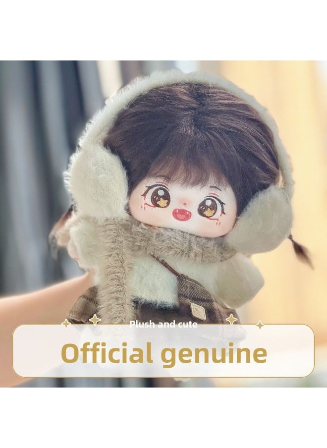 Generic - 20cm Cm Cotton Doll Clothes Suit Plush Toy Doll Daily Clothing Skirt Men's And Women's Doll Dress-up-Specifications:Gift Box Packaging Shipped--20cm Genuine Doll-Color:Boneless - Pudding + Winter Love Baby Clothes + Free Clothes Hanger + Birth Certificate + Curling Iron + Tools + Blush - Image 1