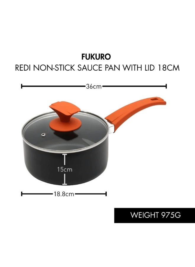 Fukuro Redi Xylan USA Non-Stick Coating Saucepan With Lid (18cm) - Image 4
