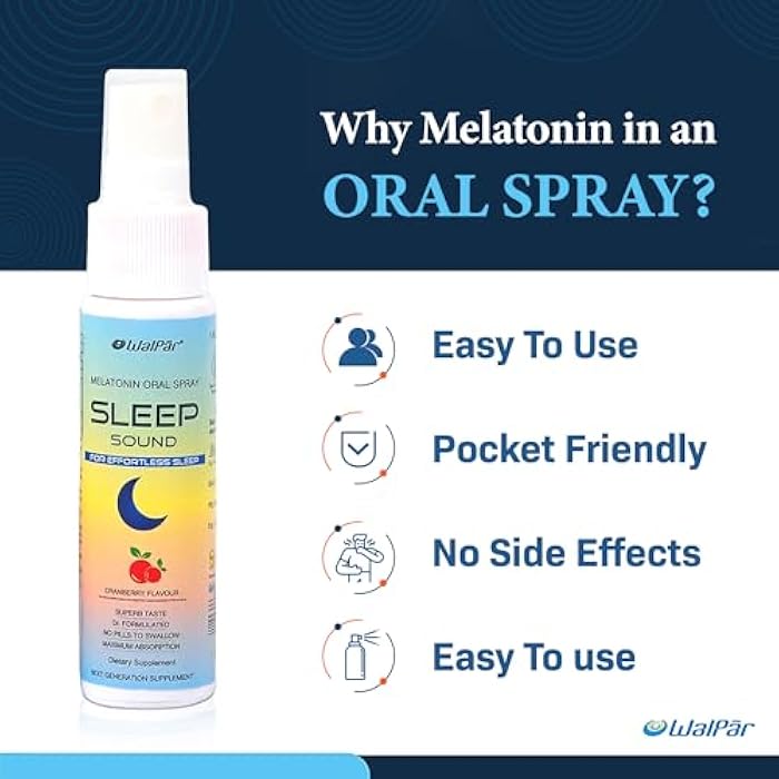 Walpar Oral Sleep Spray Supplement (30ml) - Cranberry Flavored Sleep Aid Spray – Drug & Gluten Free Instant Melatonin Spray for Sleep & Immune System Support - Non-Habit Forming Sleep Support Spray - Image 4