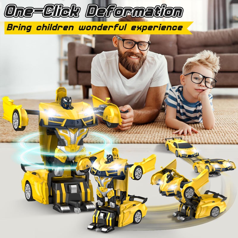 Qumcou Transform Remote Control Car, RC Cars for Boys Age 3-5 6-8, One-Button Transform Toy Cars, 2.4GHz, 360Â° Spin, 1:16 Scale, Flashing Headlight,3-8 Year Old Grandkids Christmas Birthday Gifts - Image 2