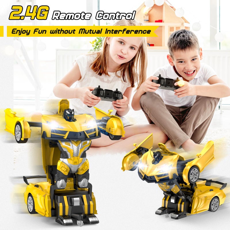 Qumcou Transform Remote Control Car, RC Cars for Boys Age 3-5 6-8, One-Button Transform Toy Cars, 2.4GHz, 360Â° Spin, 1:16 Scale, Flashing Headlight,3-8 Year Old Grandkids Christmas Birthday Gifts - Image 4