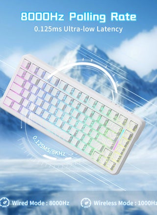 لوحة مفاتيح الألعاب الميكانيكية X82PRO HE اللاسلكية سريعة التشغيل RGB مع تشغيل قابل للتعديل، 2.4 جيجاهرتز/سلكي/بلوتوث، معدل استطلاع 8K، مفتاح مغناطيسي بتأثير هول، بطارية 5000 مللي أمبير في الساعة (محيط أبيض) - view 3