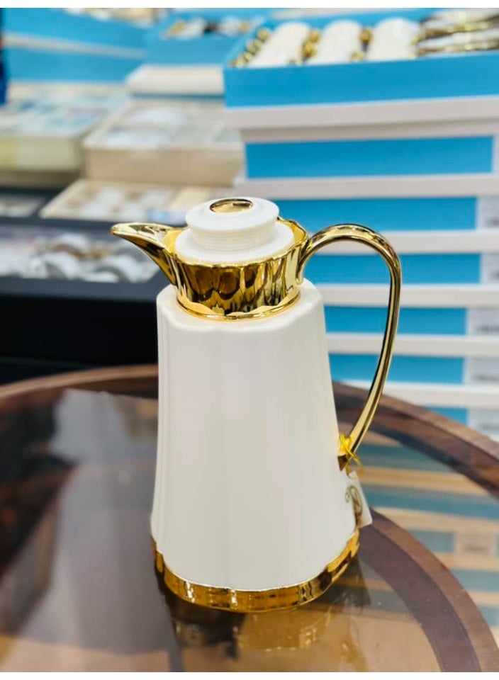 باصرة ترمس شاي وقهوة باصرة 1 لتر – يحافظ على الحرارة 12 ساعة والبرودة 24 ساعة، تصميم أنيق لون ابيض - Image 2