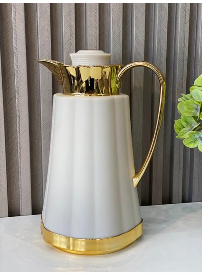 باصرة ترمس شاي وقهوة باصرة 1 لتر – يحافظ على الحرارة 12 ساعة والبرودة 24 ساعة، تصميم أنيق لون ابيض - Image 3