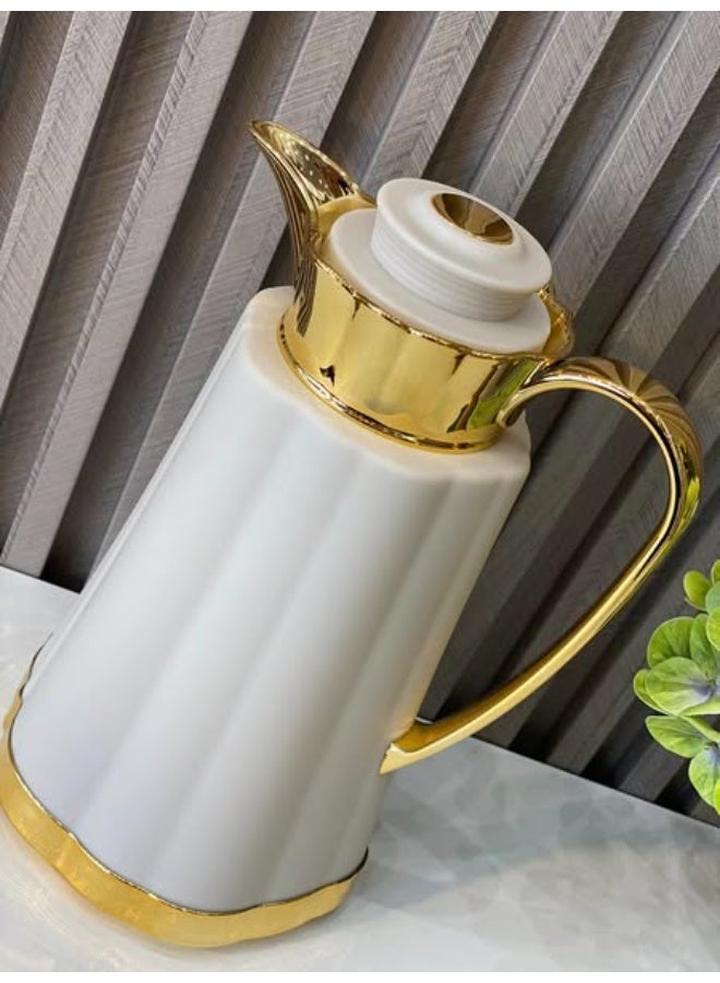 باصرة ترمس شاي وقهوة باصرة 1 لتر – يحافظ على الحرارة 12 ساعة والبرودة 24 ساعة، تصميم أنيق لون ابيض - Image 5