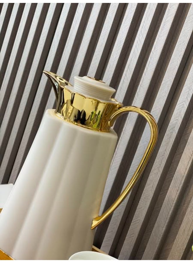 باصرة ترمس شاي وقهوة باصرة 1 لتر – يحافظ على الحرارة 12 ساعة والبرودة 24 ساعة، تصميم أنيق لون ابيض - Image 4