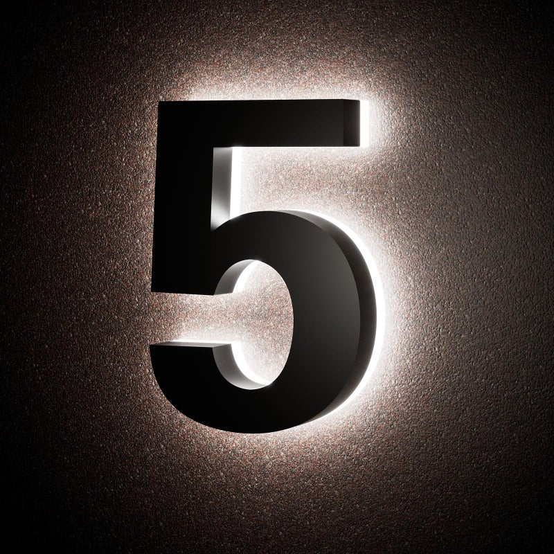LLtronation 5 Inch Backlit House Numbers for Outside Stainless Steel LED Illuminated Home Address Number Modern Lighted Address Signs for Houses Restaurant Waterproof - Image 2