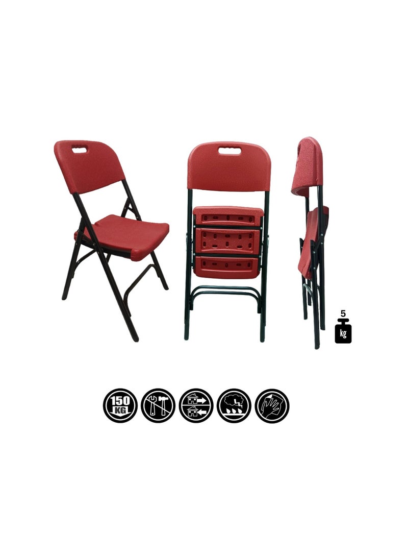 صن بوت كوميرس طقم أثاث قابل للطي مكون من 3 قطع [طاولة مستديرة 80 سم + كرسيين أحمر] متعدد الاستخدامات - Image 2