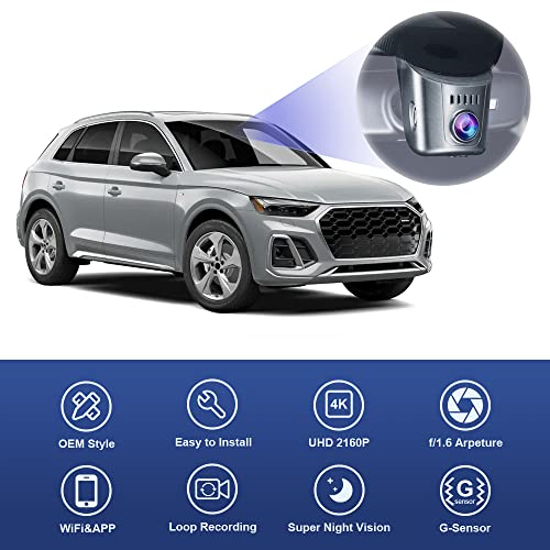 Fitcamx 4K Dash Cam Adapts for Audi 2019-2026 A4 A6 Allroad A3 A5 Q5 S4 S6 Q7 A8 Q8 S8 TT A7 S5 Q3 e-tron (Model A), OEM Look, Loop Recording, 2160P UHD Video, WiFi & APP, Parking Mode, 64GB Card - Image 5