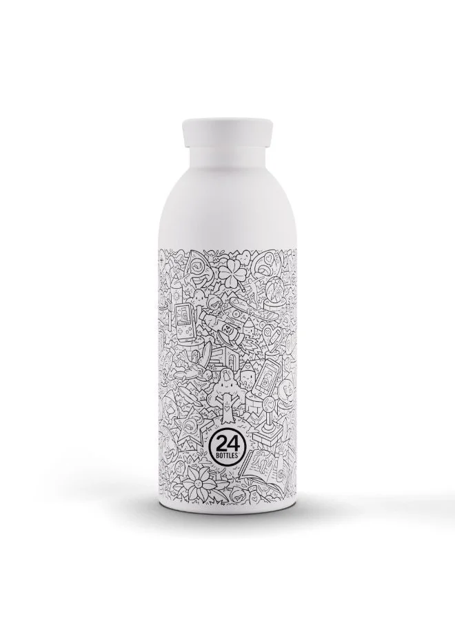 24Bottles CLIMA FRA! Bottle (500ml) Double Wall Insulated Stainless Steel Water Bottle|Eco-Friendly, Washable, Reusable BPA-Free| Hot & Cold, Portable, Leak Proof for Home, Office, Gym, Travel - White