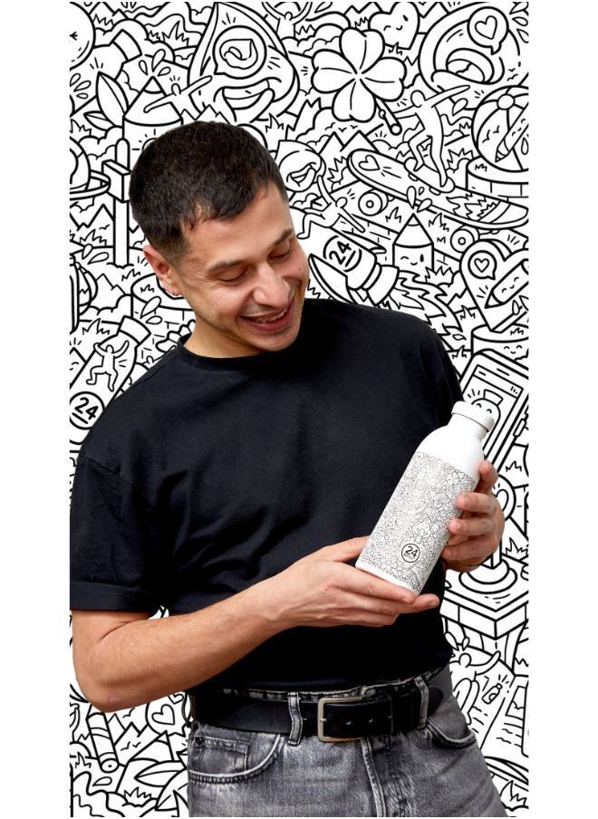 24Bottles - CLIMA FRA! Bottle (500ml) Double Wall Insulated Stainless Steel Water Bottle|Eco-Friendly, Washable, Reusable BPA-Free| Hot & Cold, Portable, Leak Proof for Home, Office, Gym, Travel - White - Image 1