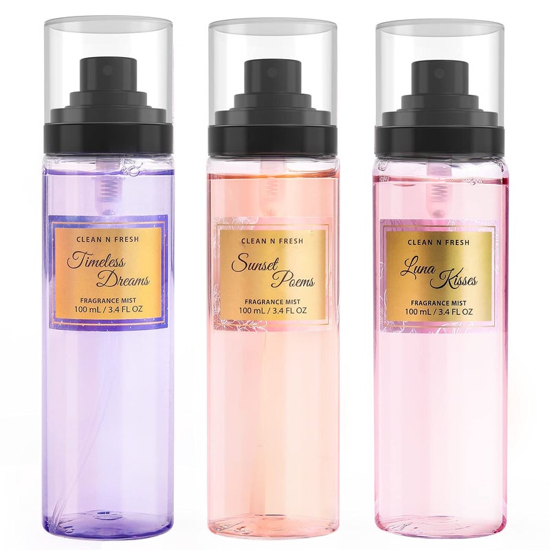 Clean-n-Fresh Body Spray, Mist for Women, Fragrance Sets, Pack of 3, Each 3.4 Fl Oz, Total 10.2 Oz - Image 1