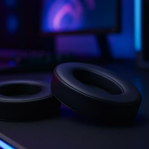EvoFox Hyperion Protein Leather + Memory Foam Ear Pads (Black) | Sweat-Resistant, Comfortable Replacement Cushions for Long Gaming Sessions | Compatible with Hyperion Series Headsets - Image 3