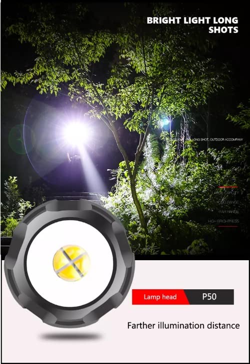 Breewell Flashlight 800 Lm Powerful Flashlight USB Zoom Cree Led Torch Aluminum AlloyABSTelescopic Zoom Black - Image 3