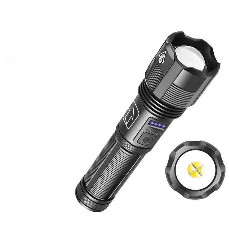 Breewell Flashlight 800 Lm Powerful Flashlight USB Zoom Cree Led Torch Aluminum AlloyABSTelescopic Zoom Black - Image 1