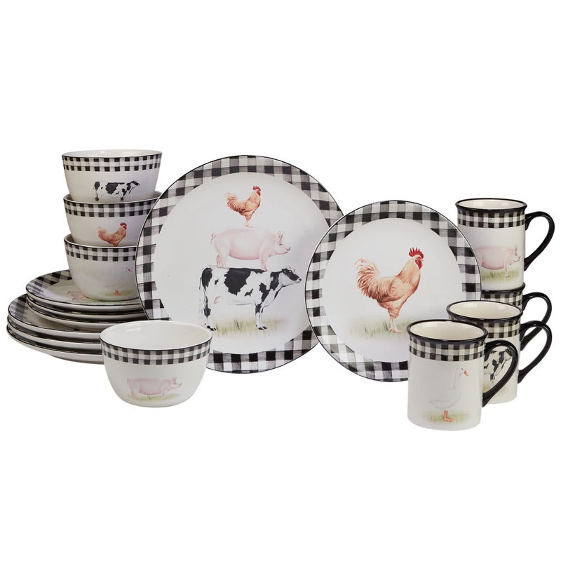 Certified International Farm 16 Piece Dinnerware Set Service for 4 Multicolored89690RM