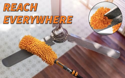 EXTEND-A-REACH Long Handle Duster for Cleaning // Extendable Microfiber Duster with Extension Pole 18-60" // Washable, Bendable & Flexible Ceiling Fan Cleaner Duster // Telescopic Cleaning Tool for High Ceilings - Image 5