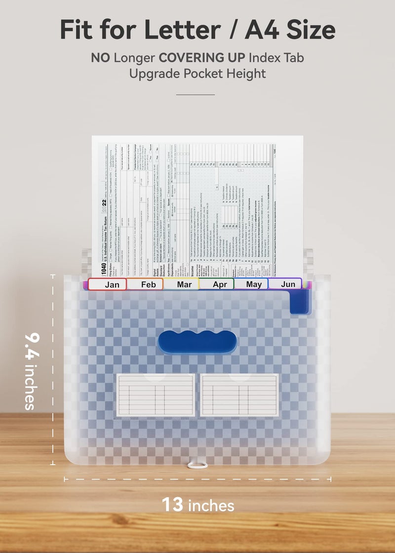 ABC life 12-Pocket Accordion File Organizer, Expandable File Folder with Colorful A-Z Tabs, Portable Bill & Receipt Organizer, Desktop Letter/A4 Document Storage for Home & Office-Blue - Image 3